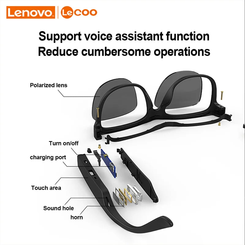 New Original  Lecoo C8 Smart Glasses Headset Wireless Bluetooth Sunglasses Outdoor Sport Earphone HD Mic Calling Headphone