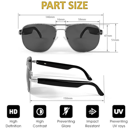 Bluetooth Eyewear Ray Metal Smart Glasses Wireless Bann Music Sunglasses for Women Men Polarized UV400 Protection Christmas Gift