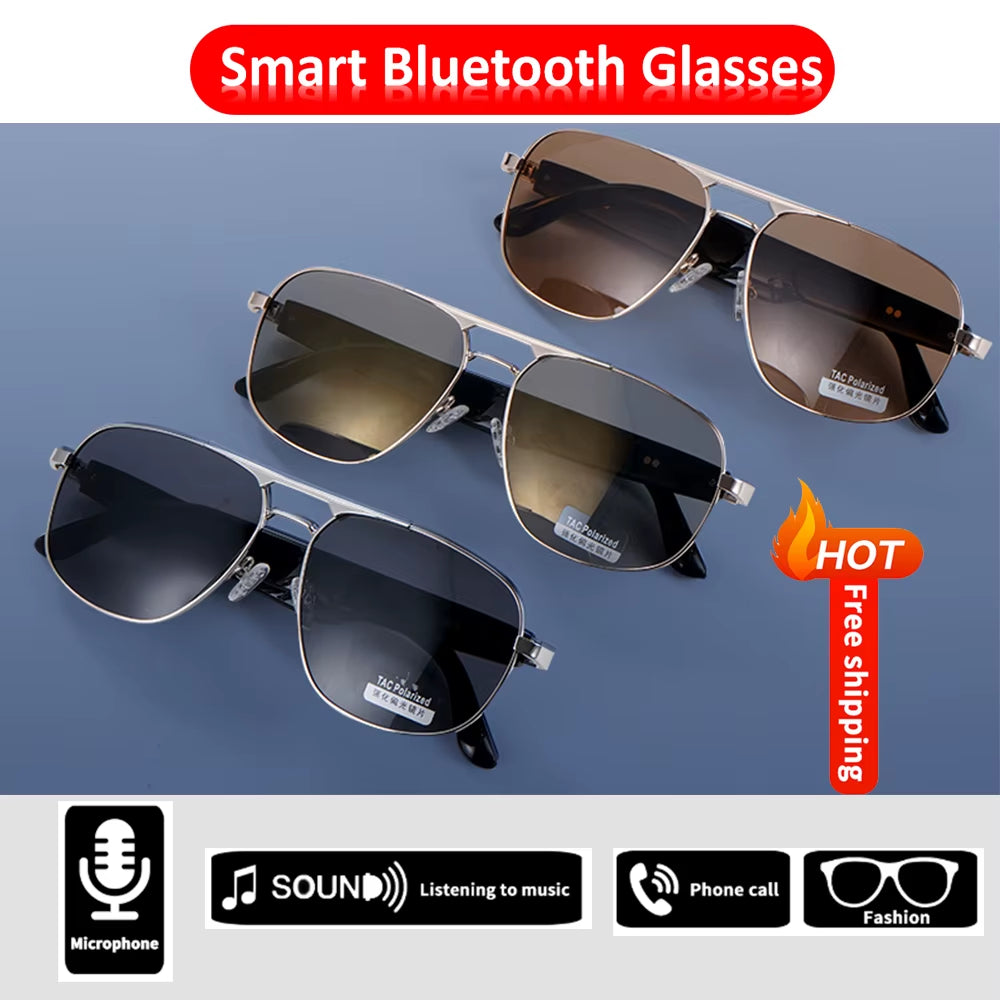 Bluetooth Eyewear Ray Metal Smart Glasses Wireless Bann Music Sunglasses for Women Men Polarized UV400 Protection Christmas Gift