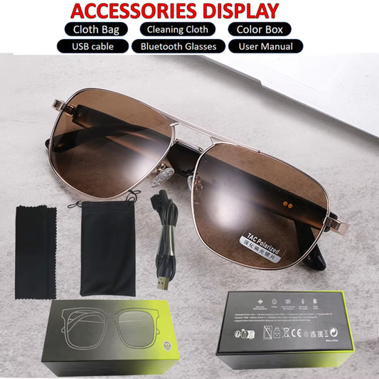 Bluetooth Eyewear Ray Metal Smart Glasses Wireless Bann Music Sunglasses for Women Men Polarized UV400 Protection Christmas Gift